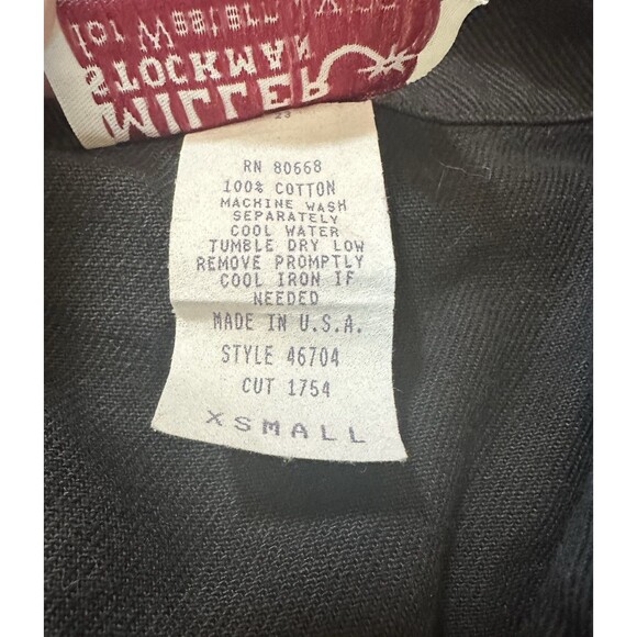 Vintage Miller Stockman Womens Black Denim Jacket Tuxedo Tails Sz XS 100% Cotton - Picture 3 of 6